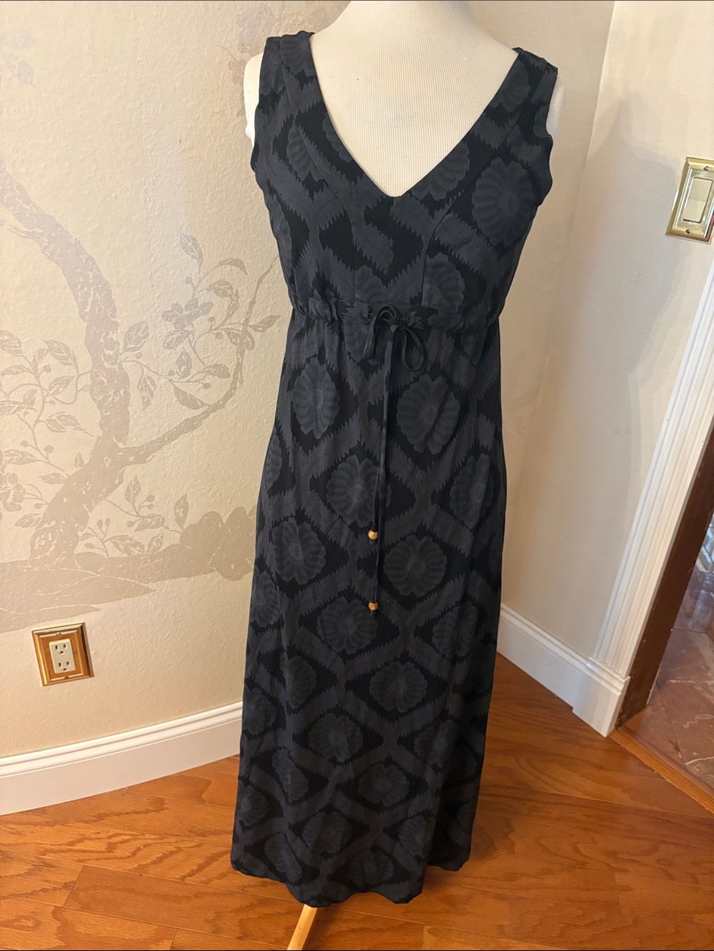 Sleeveless Fresh Produce V-Neck Black Patterned Maxi Dress